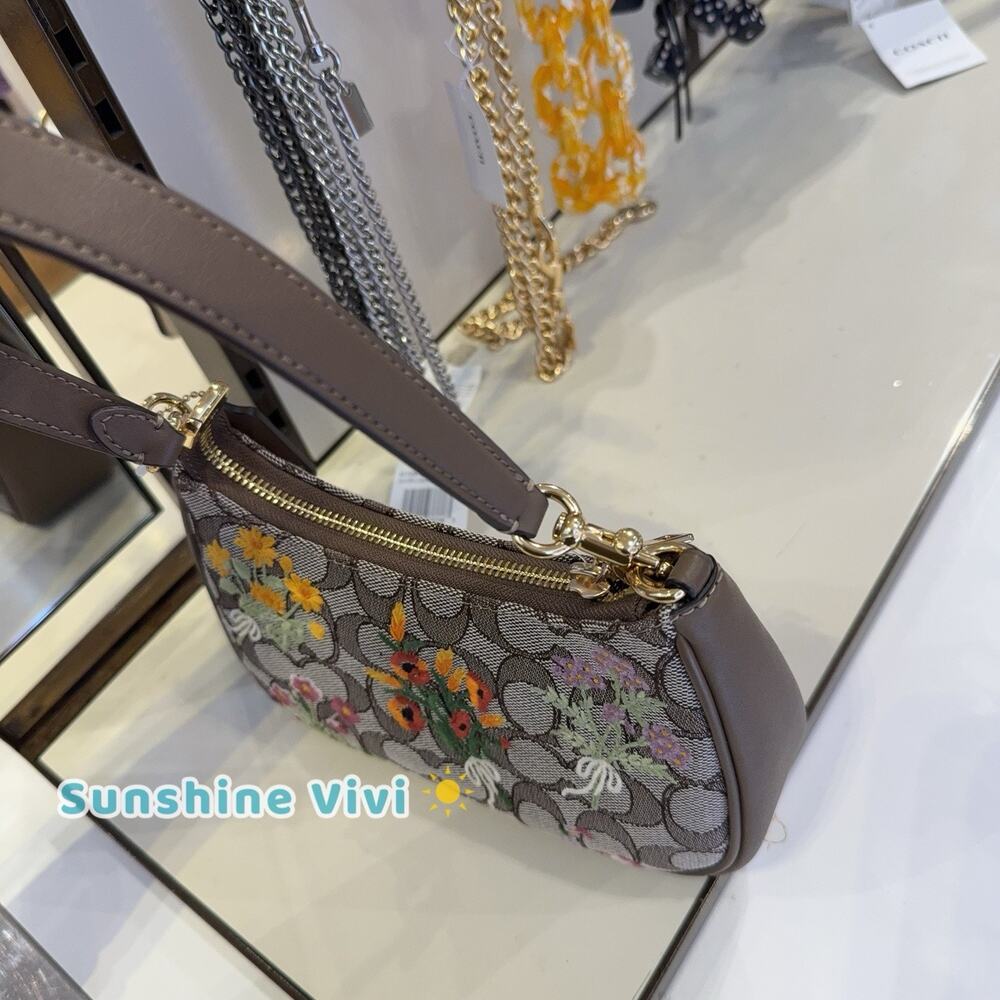 NWT Coach Teri mini Crossbody Bag Signature Jacquard Floral Embroidery CDW65 - Picture 4 of 10